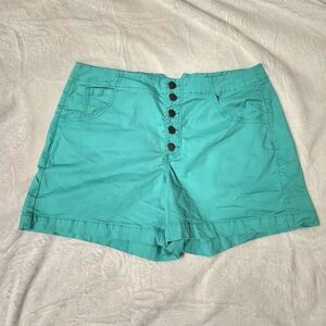 Cabi High Waist Aqua Shorts